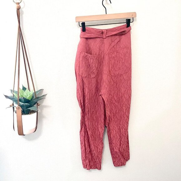 Anthropologie Ett:twa Aubade Tie Waist Pink Floral Crop Pants Size 4 - Picture 4 of 7